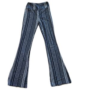 Junior's/Women's Boho Flared Pants black white pattern XS
